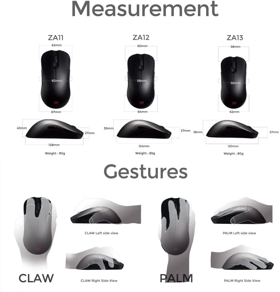 BENQ Zowie ZA12 Wired Ambidextrous Gaming Mouse ( ZA12 ) ( 3200DPI ) ( Black )