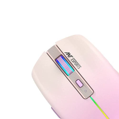 ANT ESPORTS GM400W Wireless Ambidextrous RGB Gaming Mouse ( GM400W-RGB-LIGHT-PINK ) ( 3200DPI / 6 Macro Buttons ) ( Light Pink )