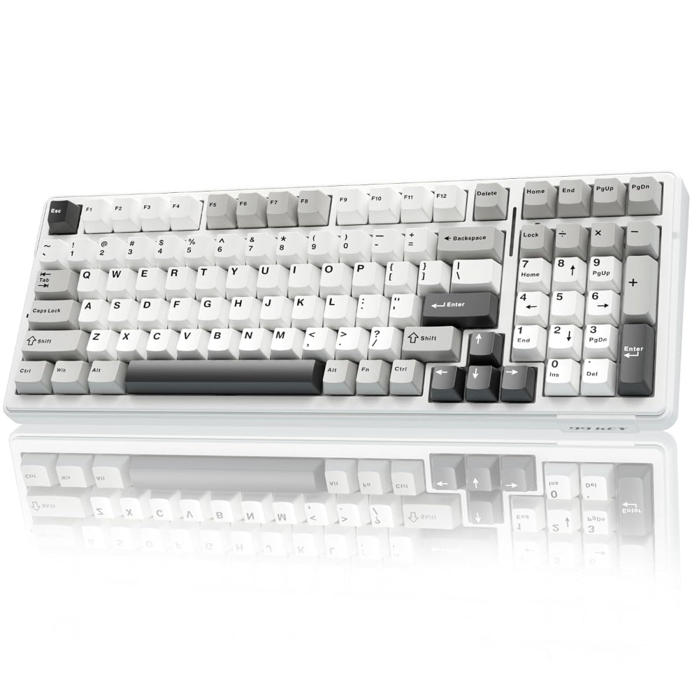 AULA F99 96% Wireless Membrane Gaming Keyboard ( Graywood Switch ) ( Gray / White ) ( F99GrWW )