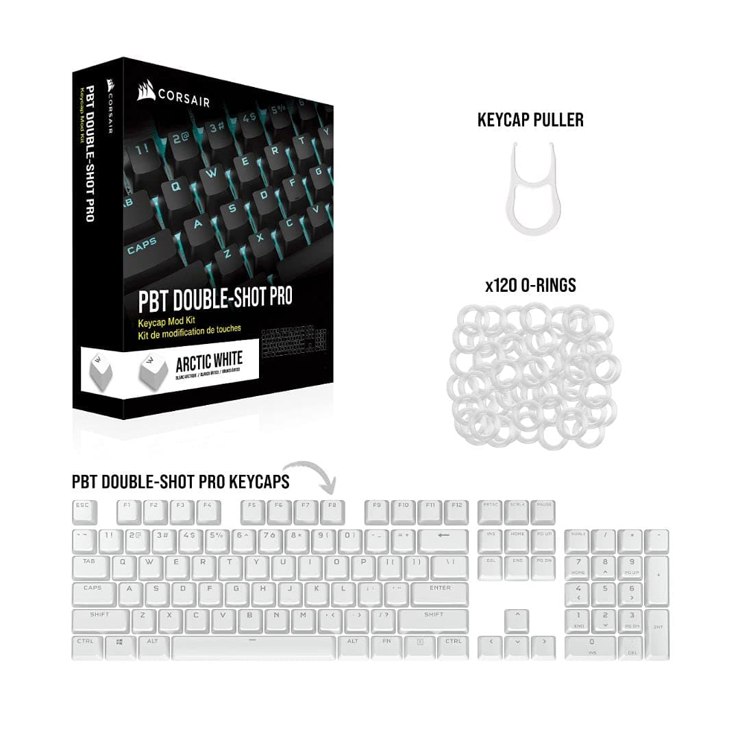 CORSAIR PBT Double Shot Pro Keycap Mod Kit (Arctic White)