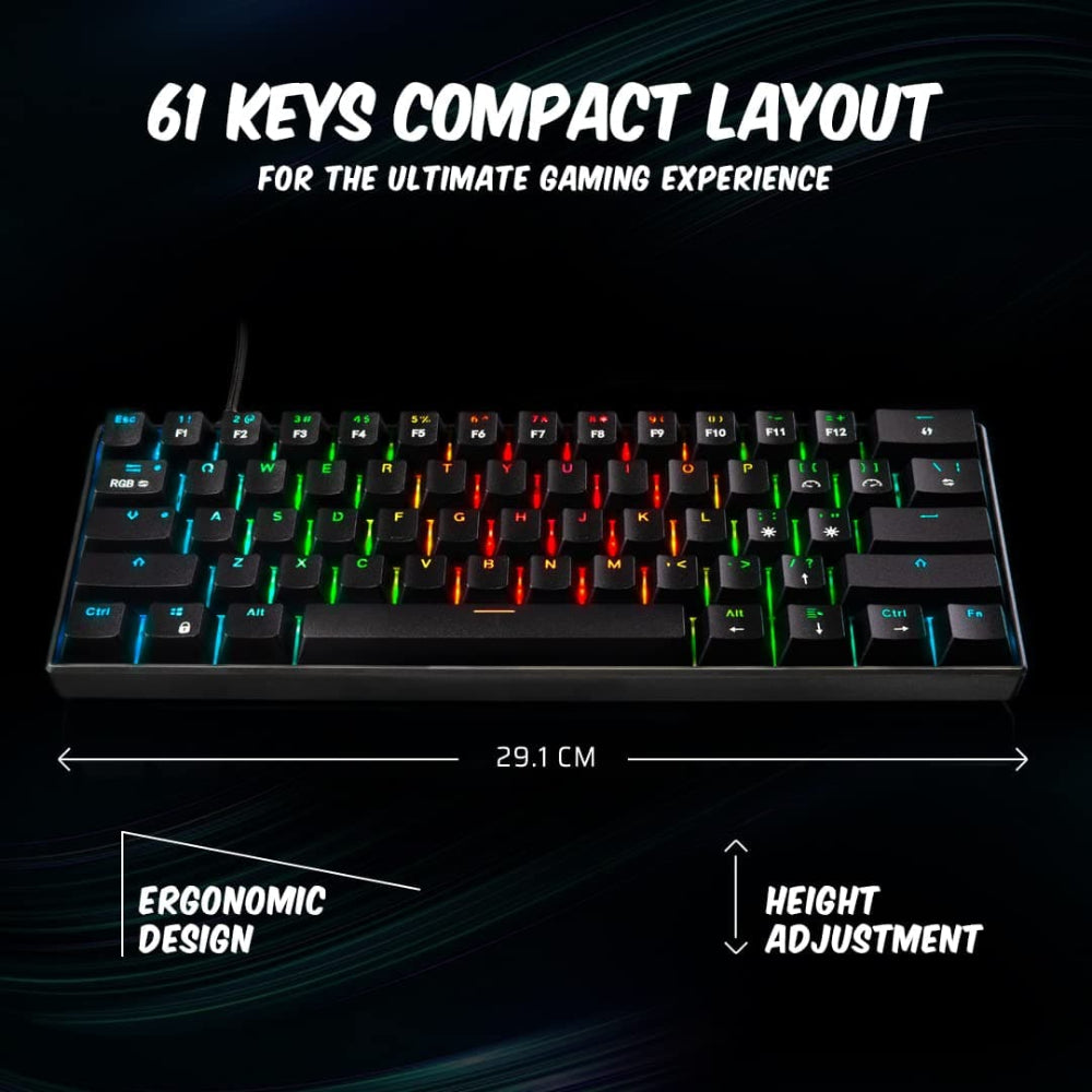 COSMIC BYTE CB-GK-32 Themis 60% Mechanical Wired Gaming Keyboard ( Black ) ( Red Switch )