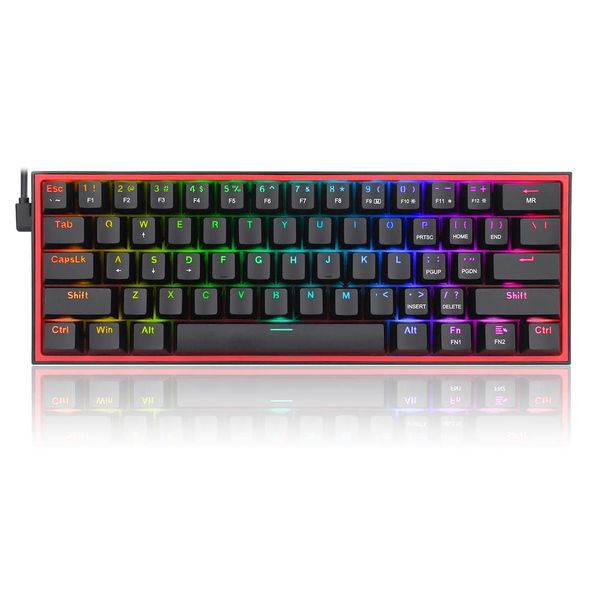 REDRAGON K617 Fizz 60% Mechanical Wired Gaming Keyboard ( Black ) ( Red Linear Switch )