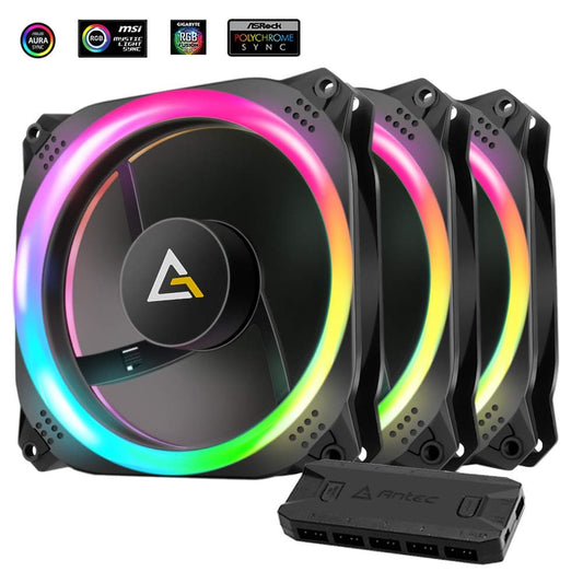 ANTEC Prizm 120mm ARGB Dual Ring Cabinet Fans With LED Controller ( Triple Pack )