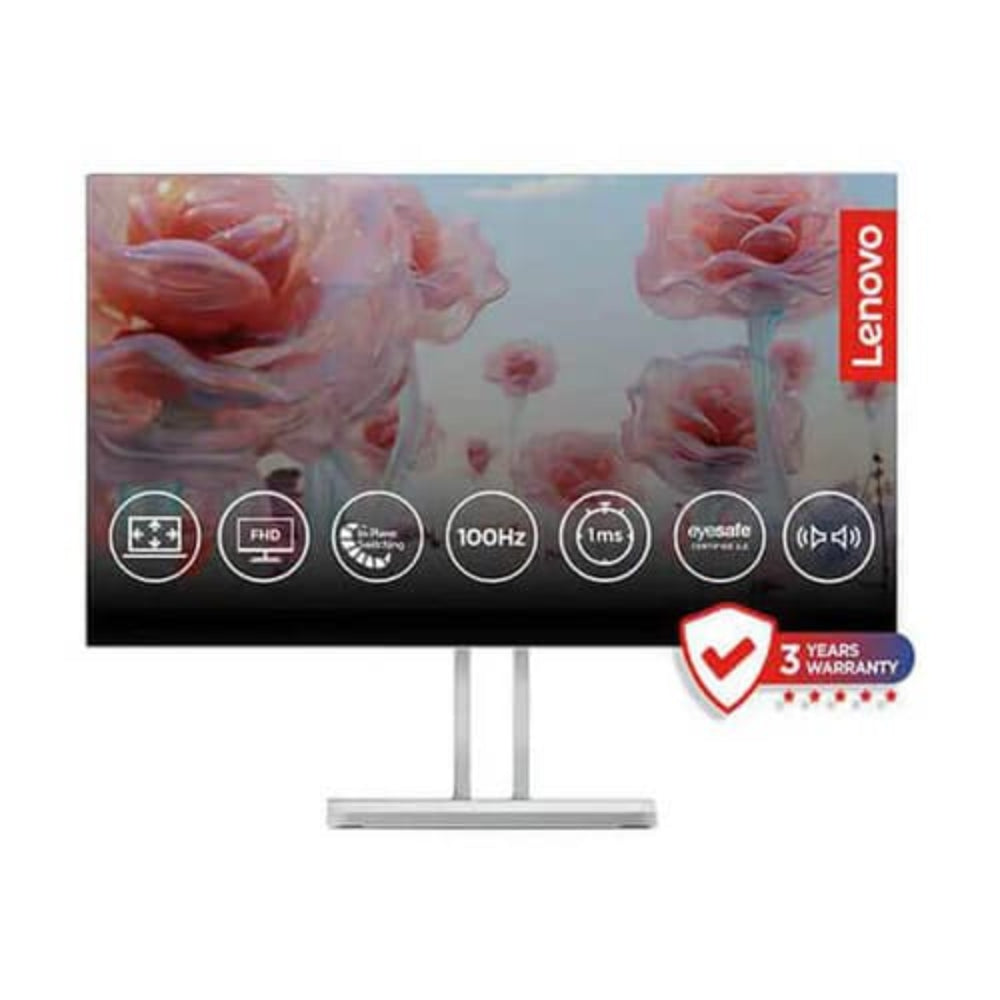 LENOVO L24i-4A 24 Inch FHD 100Hz IPS Panel 99% SRGB 4MS AMD Freesync Business Monitor (White)