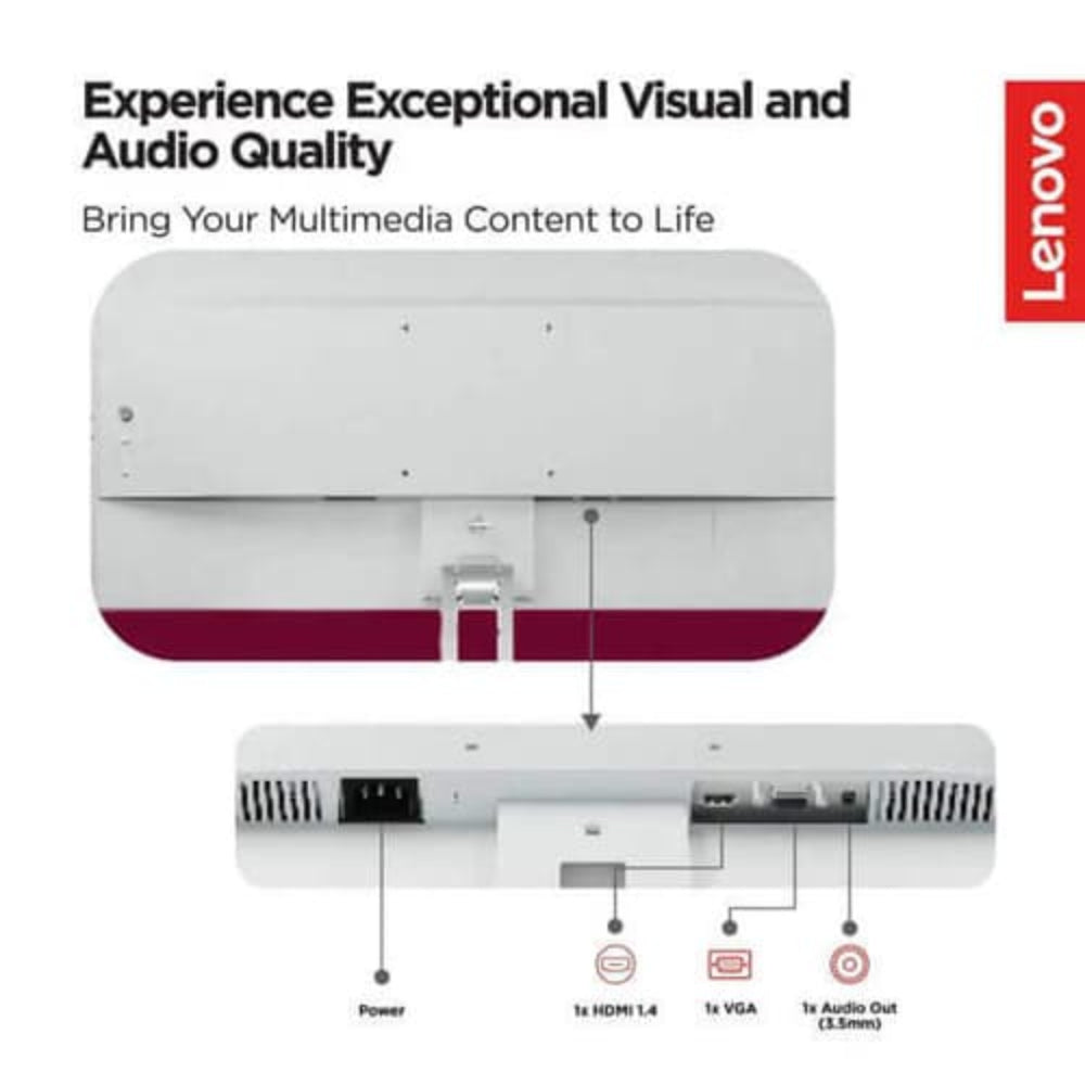 LENOVO L24i-4A 24 Inch FHD 100Hz IPS Panel 99% SRGB 4MS AMD Freesync Business Monitor (White)