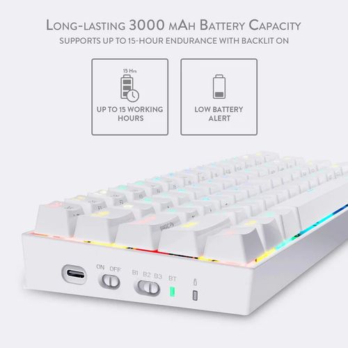 REDRAGON Draconic K599 Pro 60% RGB Semi Mechanical Wireless Gaming Keyboard ( White ) ( Brown Switch )