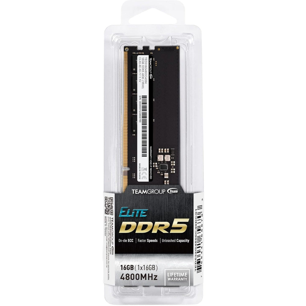 TEAMGROUP Elite 16GB ( 16GB x 1 ) 4800MHz DDR5 Ram (Black) ( CL40 )