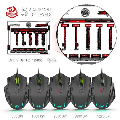 REDRAGON M908 Impact RGB LED Wired Ergonomic Gaming Mouse ( M908 ) ( 3200DPI / 6 Macro Button ) ( Black )