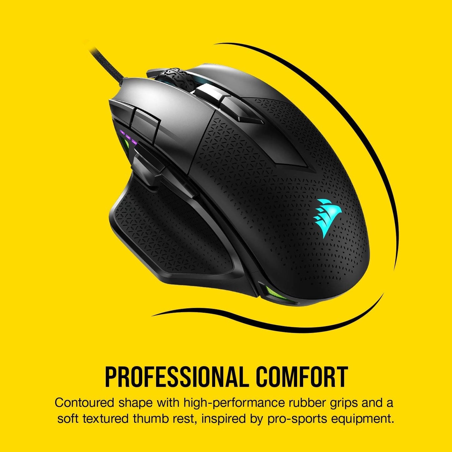 CORSAIR Nightsword Wired Ergonomic RGB Gaming Mouse ( CH-9306011-AP ) ( 18000DPI / 8 Macro Buttons ) ( Black )
