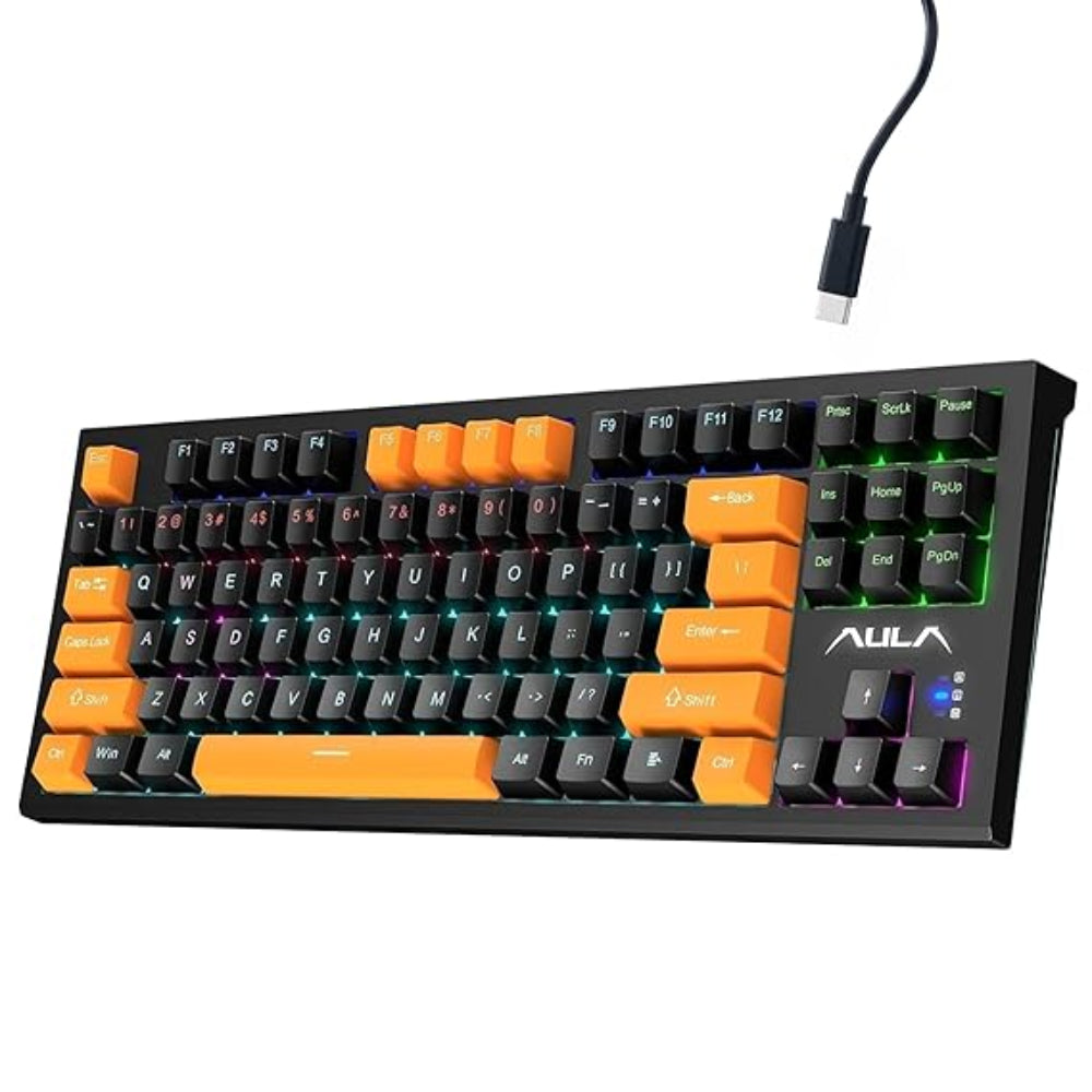 AULA F3032 RGB Tenkeyless Wired Mechanical Gaming Keyboard ( Red Switch ) ( Orange+Black )( F3032OBRd )