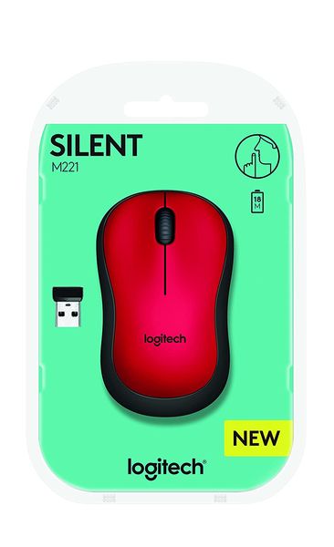 LOGITECH M221 Silent Wireless Ambidextrous Gaming Mouse ( 鈥?10-004884 ) ( 1000DPI / 3 Macro Button ) ( Red )
