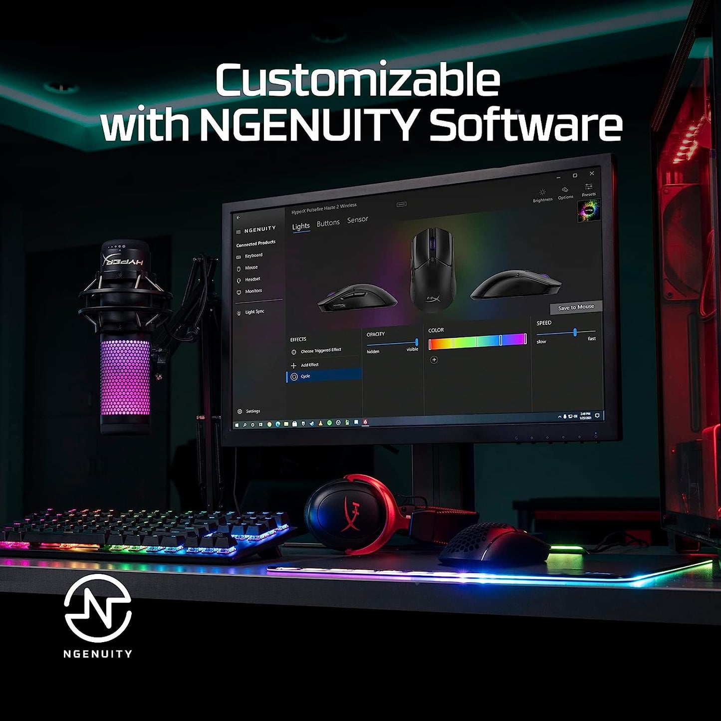 HYPERX Pulsefire Haste 2 Wireless + Bluetooth Ambidextrous Gaming Mouse ( 6N0A9AA ) ( 26000DPI / 6 Macro Buttons ) ( White )