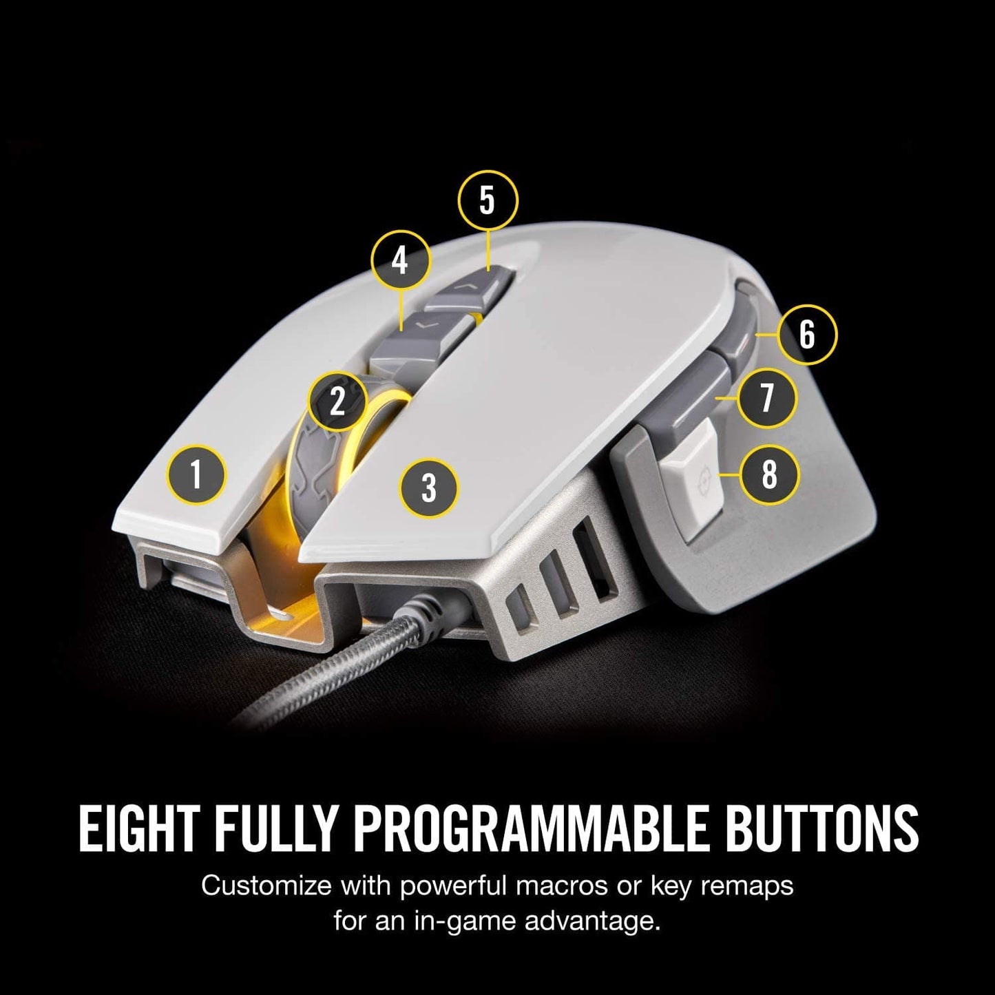 CORSAIR M65 Elite Wired Ergonomic Gaming Mouse ( M65 ) ( 18000DPI / 8 Macro Buttons ) ( White )