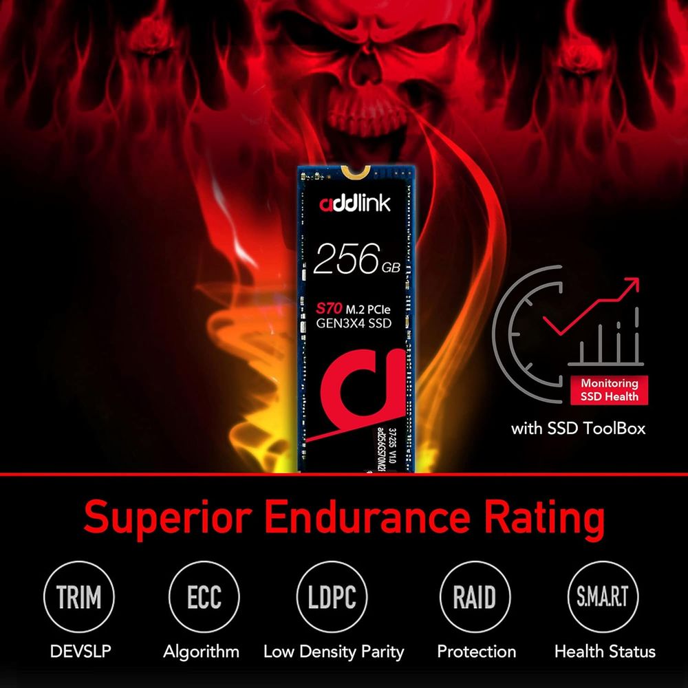ADDLINK S70 256GB M.2 NVME Gen3 Internal Solid State Drive ( SSD )