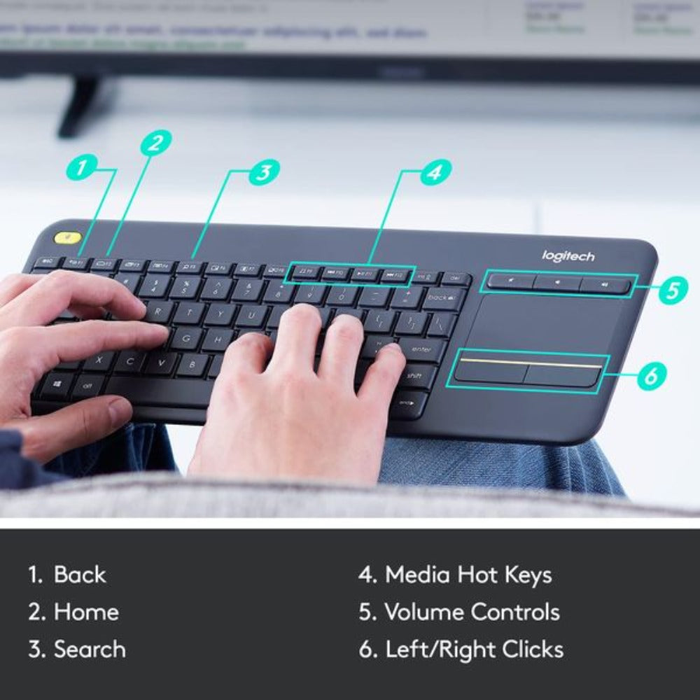 LOGITECH K400 Plus-AP 65% Membrane Wireless Touch keyboard ( Black )