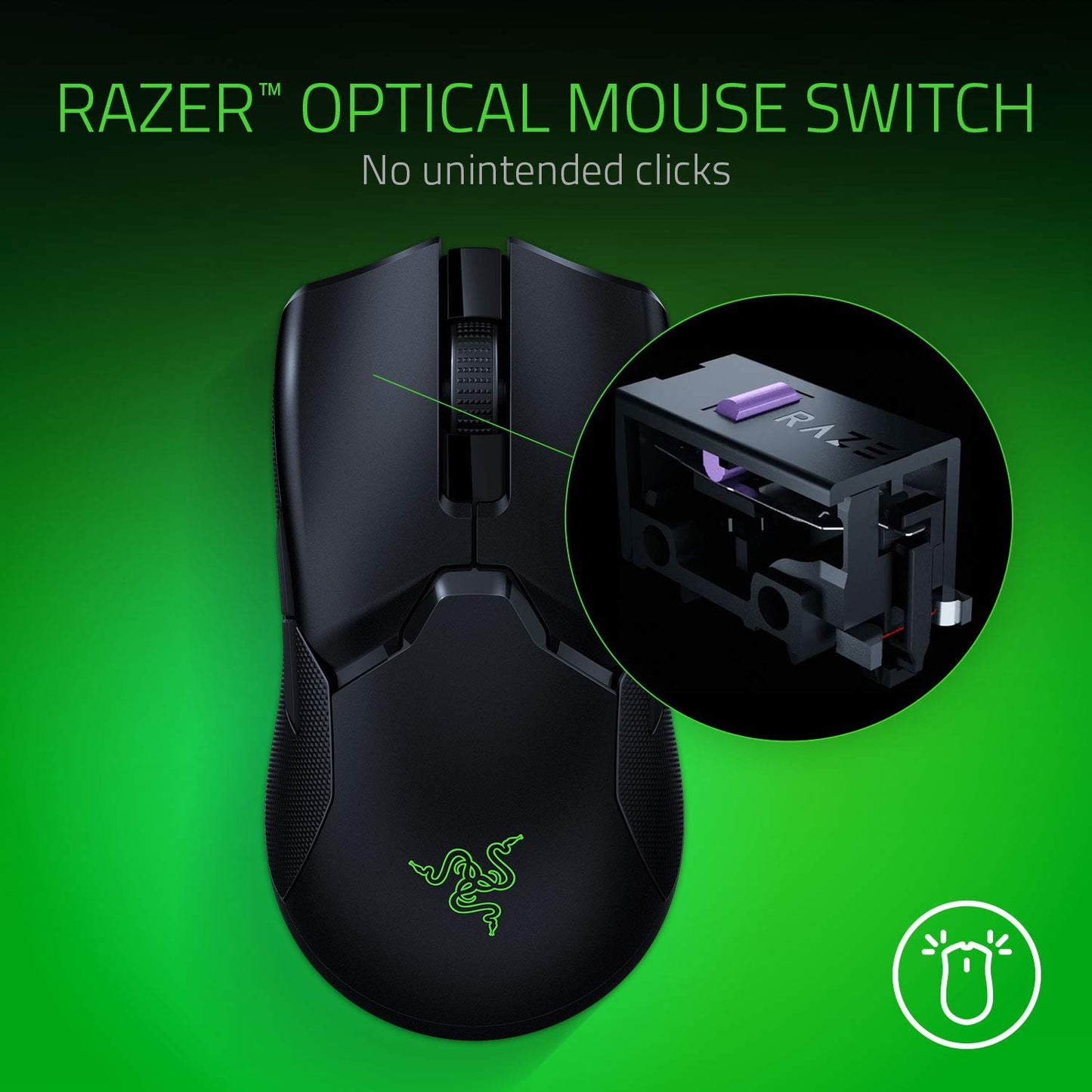RAZER Viper Ultimate Hyperspeed Lightest Charging Dock Ambidextrous Gaming Mouse ( RZ01-03050100-R3A1 ) ( 200000DPI / 8 Macro Button ) ( Black )