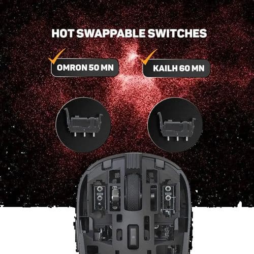 COSMIC BYTE Kilonova 3370IC Pro X-Light Wireless Ambidextrous Gaming Mouse ( 2000DPI / 7 Macro Buttons ) ( Black )