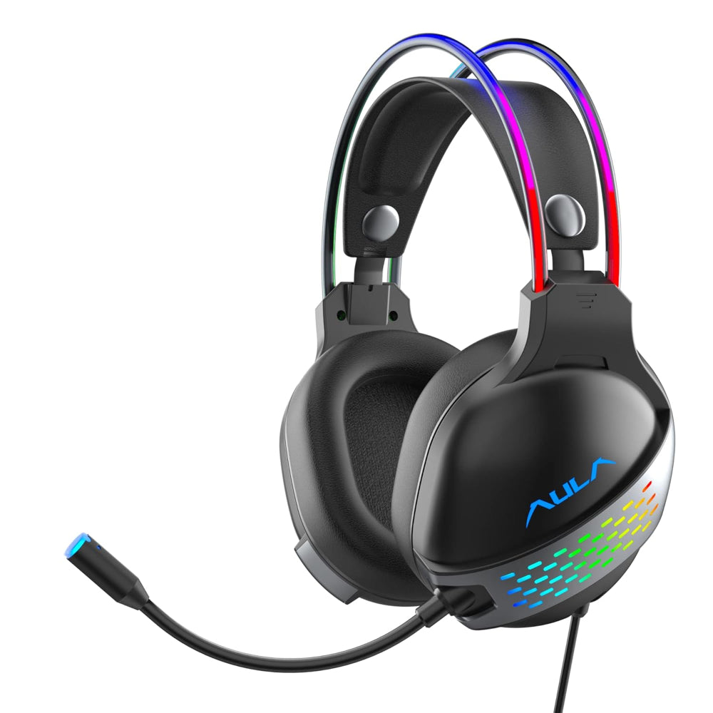 AULA S503 RGB Wired 3.5mm 7.1 Surround Gaming Headphones ( Black ) ( PC / Mobile / Mac )