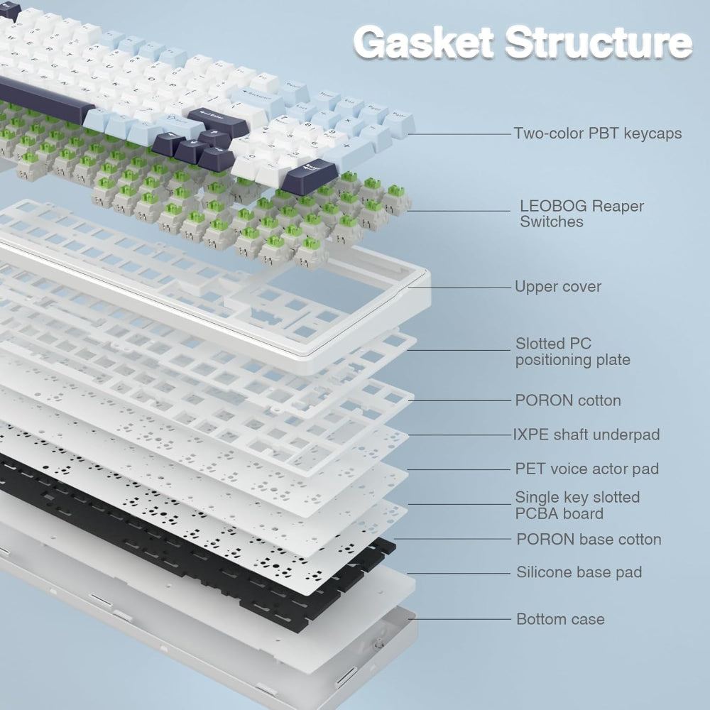 AULA F99 96% Wireless Membrane Gaming Keyboard ( Reaper Switch ) ( Ice Blue ) ( F99IUR )