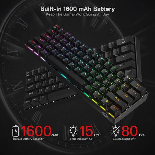 REDRAGON K530 Pro Draconic 60% Mechanical Wireless Gaming Keyboard ( Black ) ( Red Switch )
