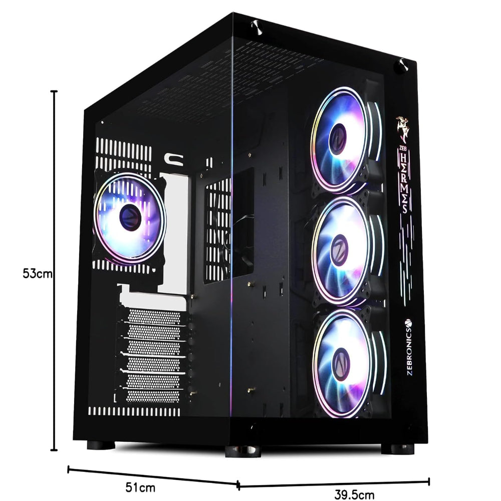 ZEBRONICS Hermes Premium ATX Mid Tower Cabinet ( Black )