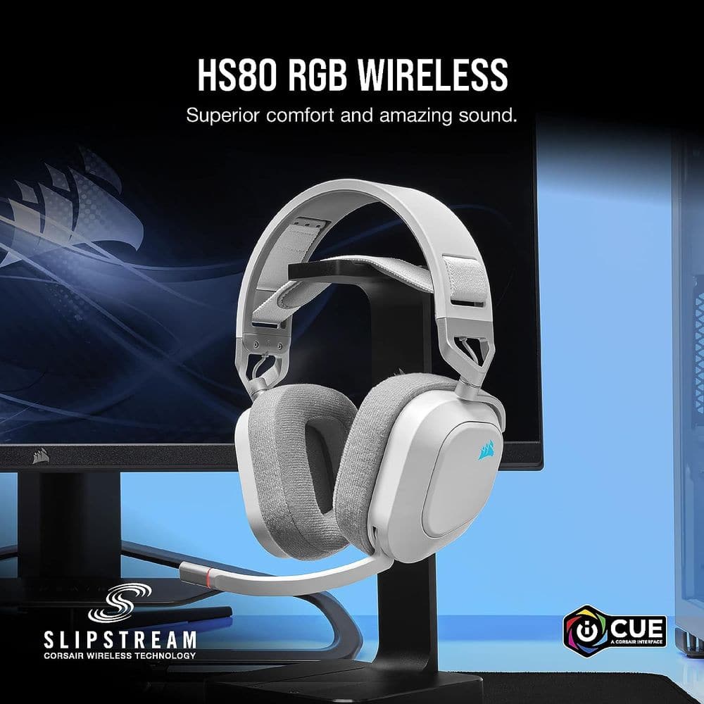 CORSAIR HS80 RGB Wireless 7.1 Surround Gaming Headphone With Mic ( White ) ( PC/PS5/PS4 )