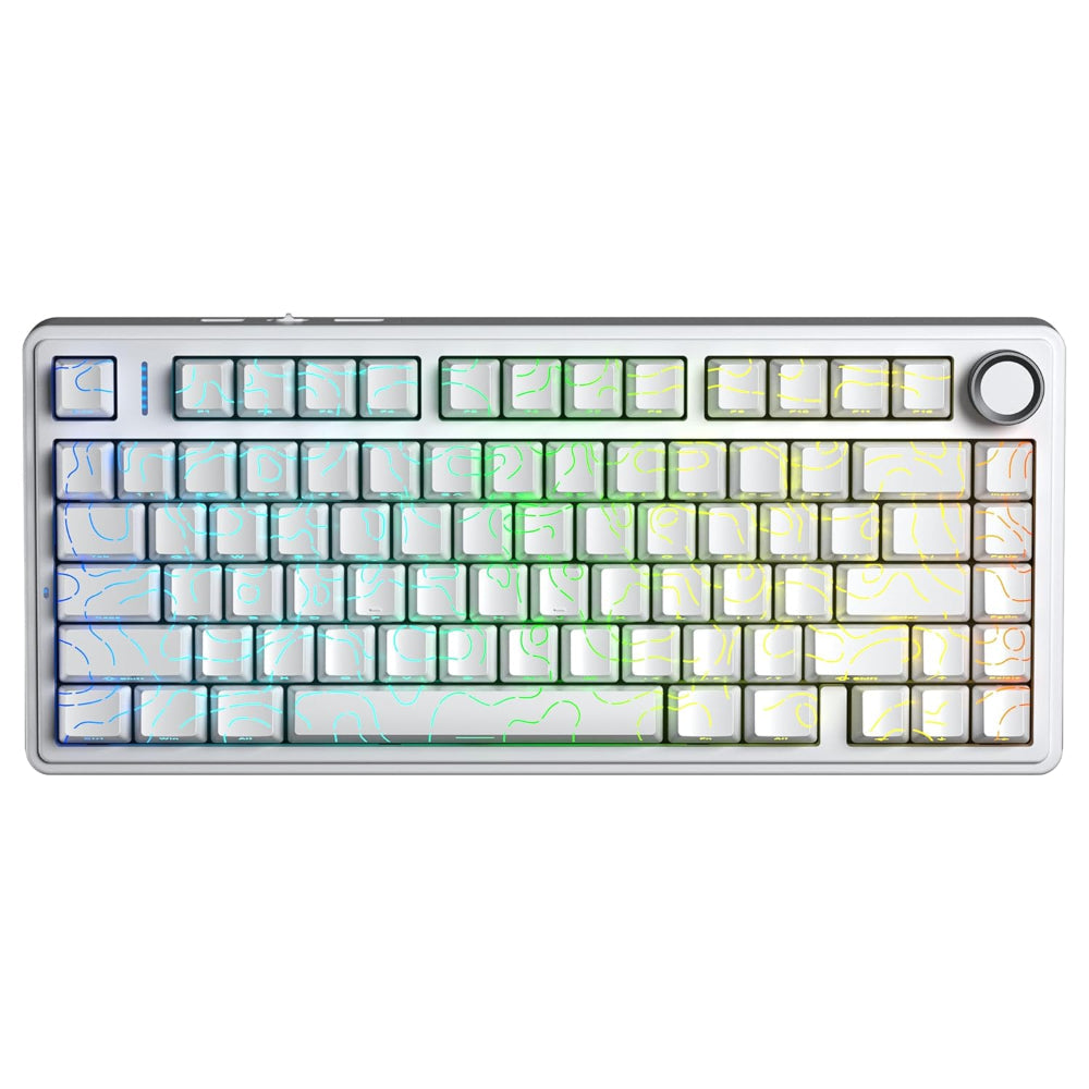AULA F75 75% Side Engraved Tri Mode Wireless Mechanical Gaming Keyboard ( White Contour -  Star Vector Switch )