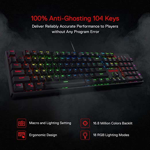 REDRAGON K582 SURARA Full Size Mechanical Wired Gaming Keyboard ( Black ) ( Blue Switch )