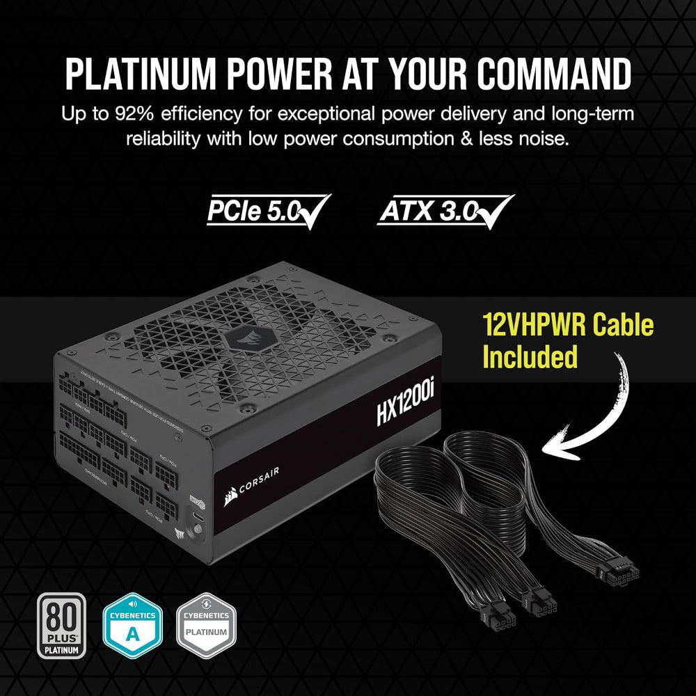 CORSAIR HX1200i 1200W 80 + Platinum ATX 3.1 Fully Modular Power Supply
