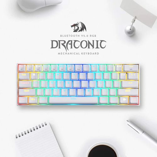 REDRAGON Draconic K599 Pro 60% RGB Semi Mechanical Wireless Gaming Keyboard ( White ) ( Brown Switch )