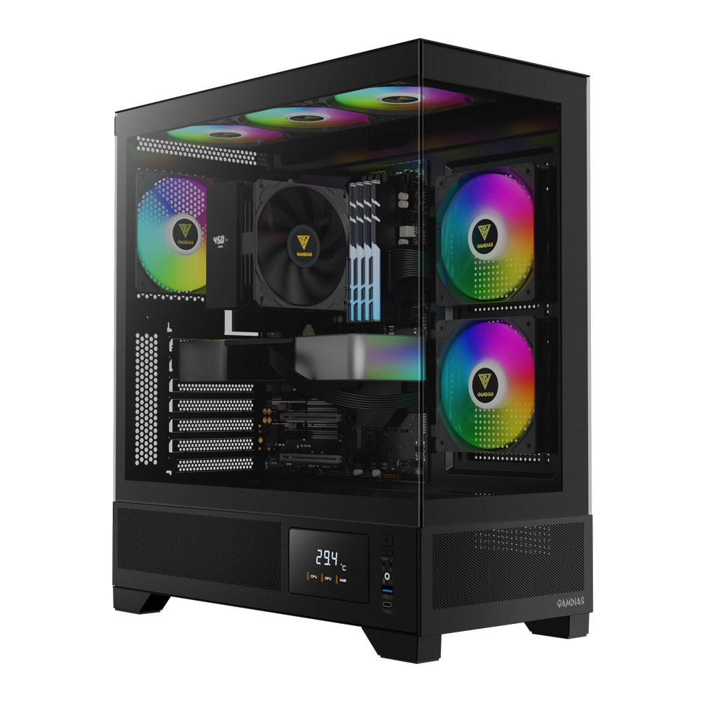 GAMDIAS Atlas M1 ATX Mid Tower ARGB Cabinet ( Black )