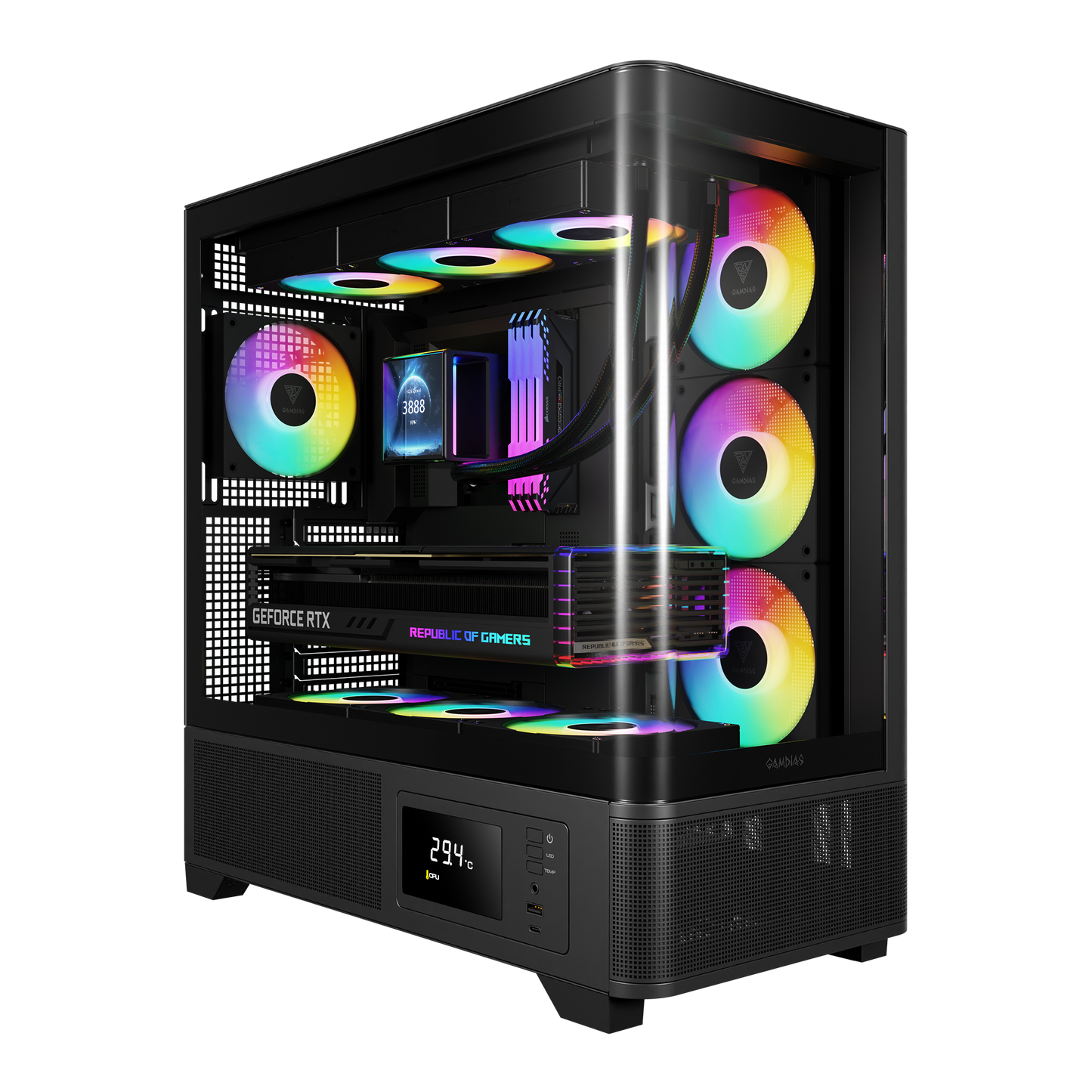 GAMDIAS Atlas P2 CG ARGB ATX Mid Tower Cabinet ( Black )
