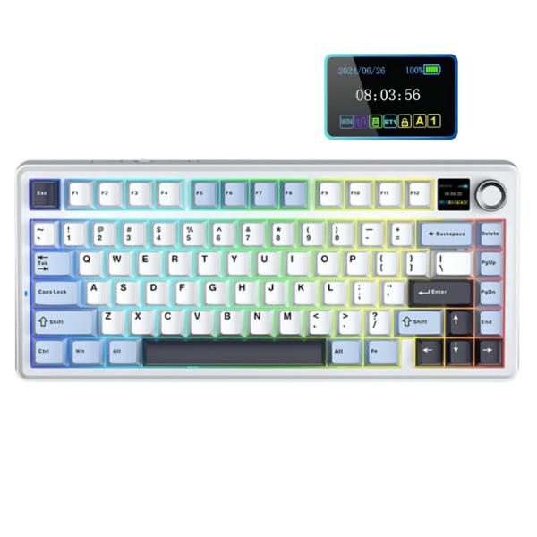 AULA F75 Max 75% 3 in 1 Wireless Mechanical Gaming Keyboard ( Ice Blue - Reaper Switch )