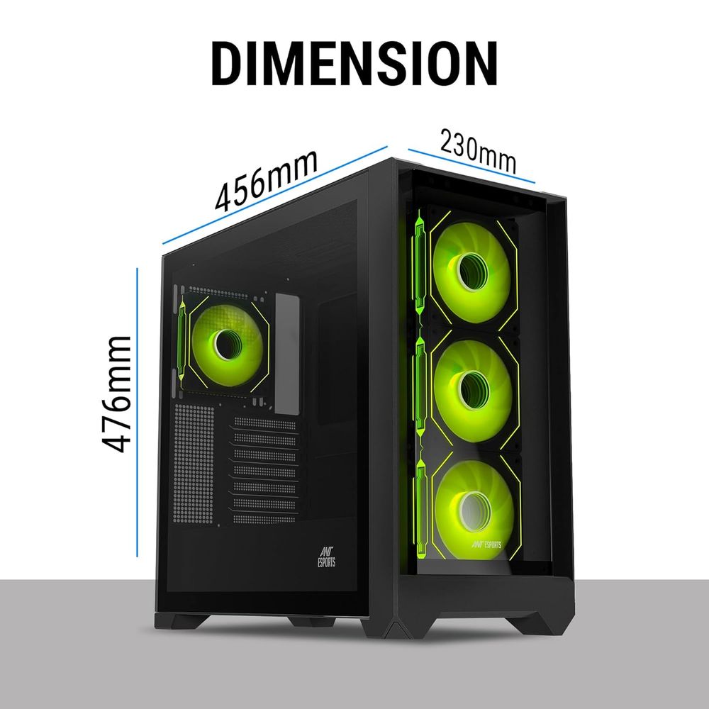 ANT ESPORTS 621 C3 ATX Mid Tower Cabinet (Black)