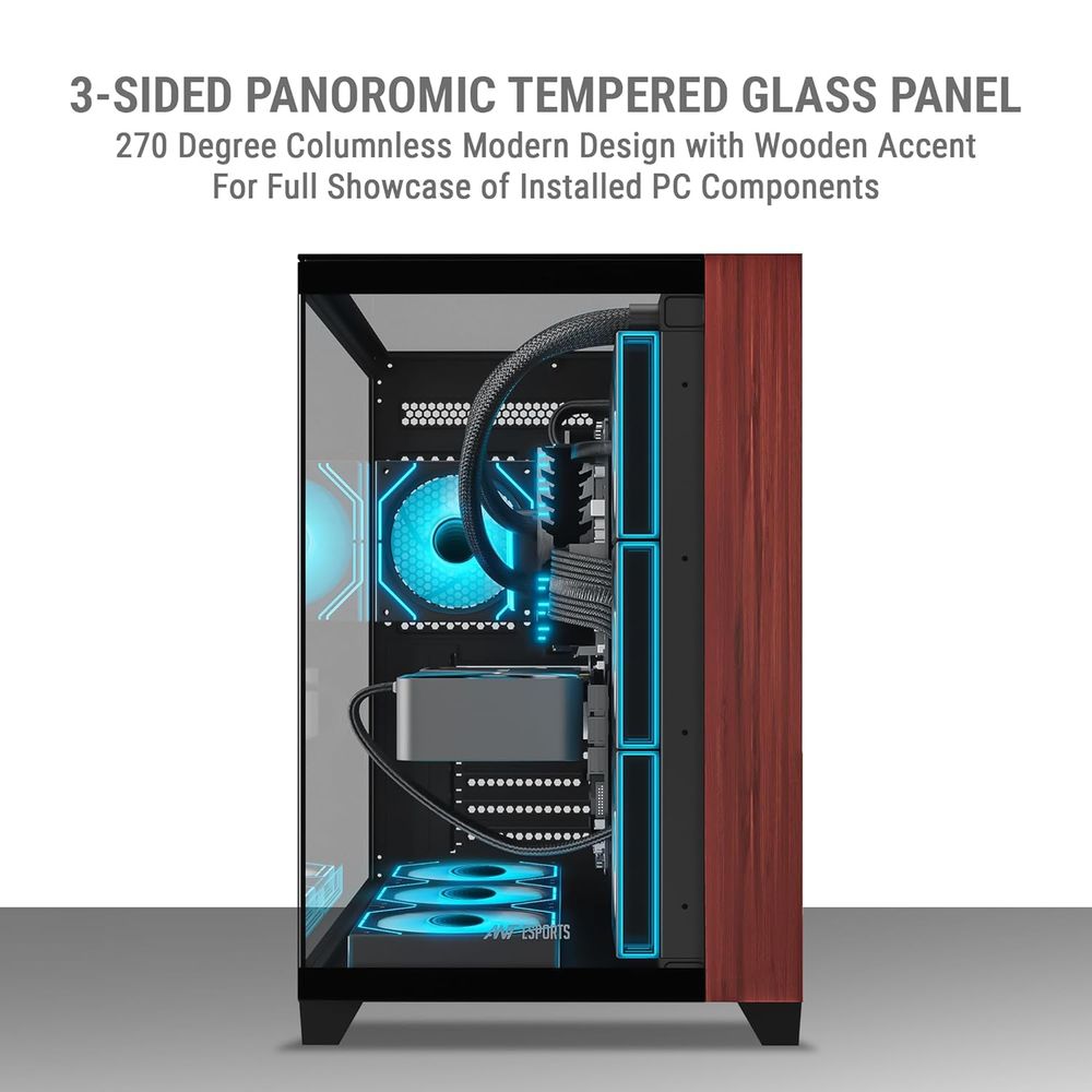 ANT ESPORTS Crystal Wood ATX Mid Tower Cabinet (Black)