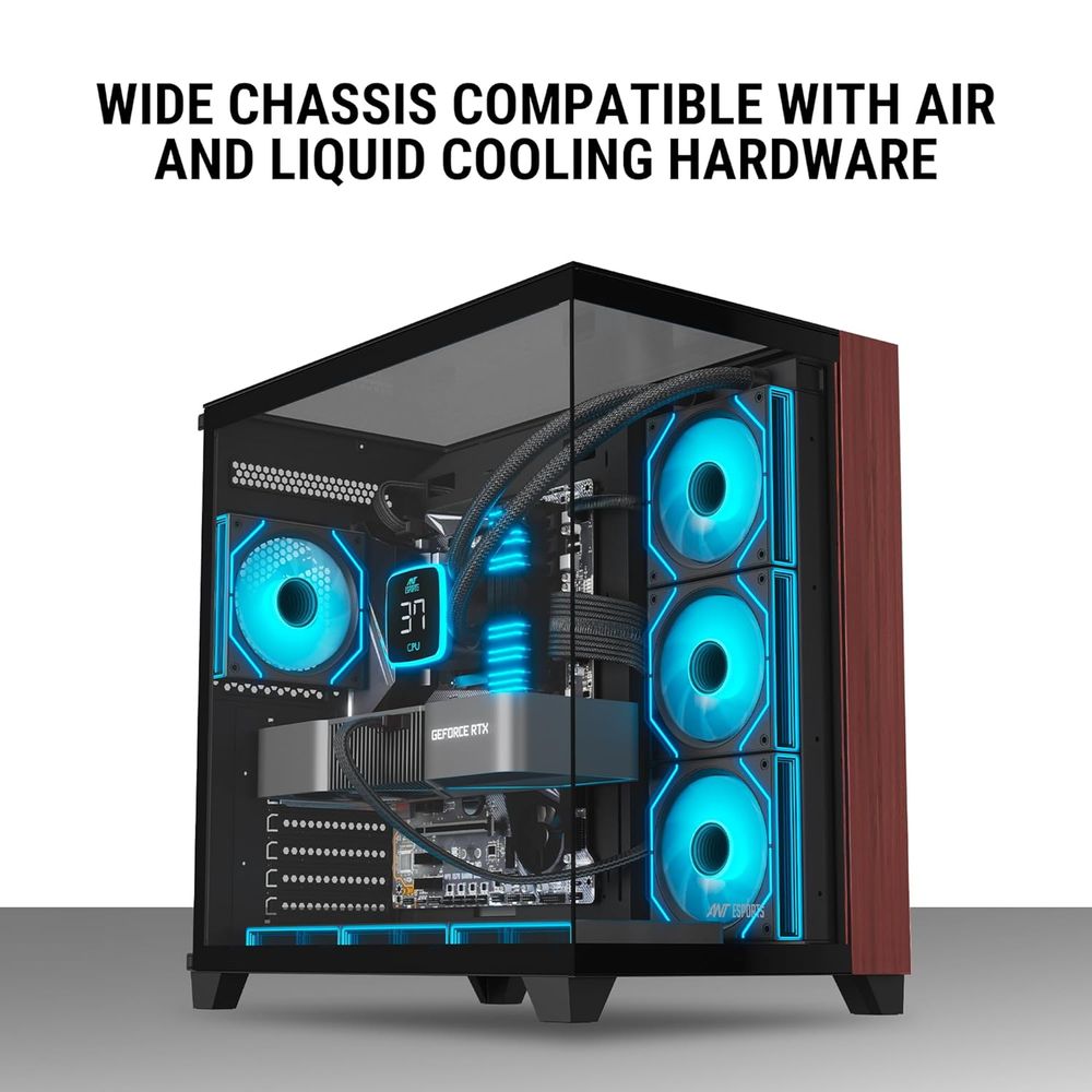 ANT ESPORTS Crystal Wood ATX Mid Tower Cabinet (Black)