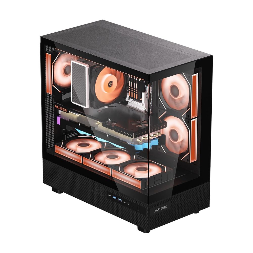 Ant Esports Crystal X6 ARGB ATX Mid Tower Cabinet ( Black )