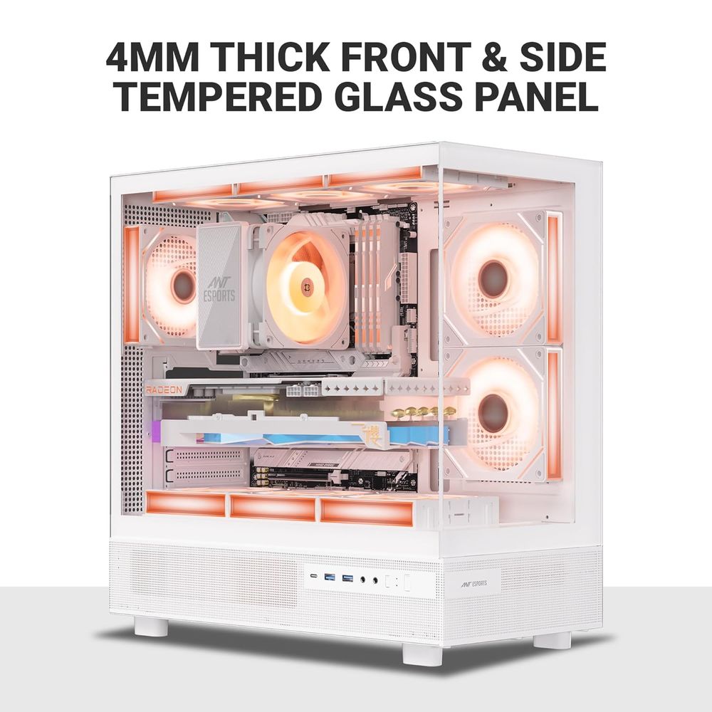 ANT ESPORTS Crystal X6 ATX Mid Tower Cabinet (White)