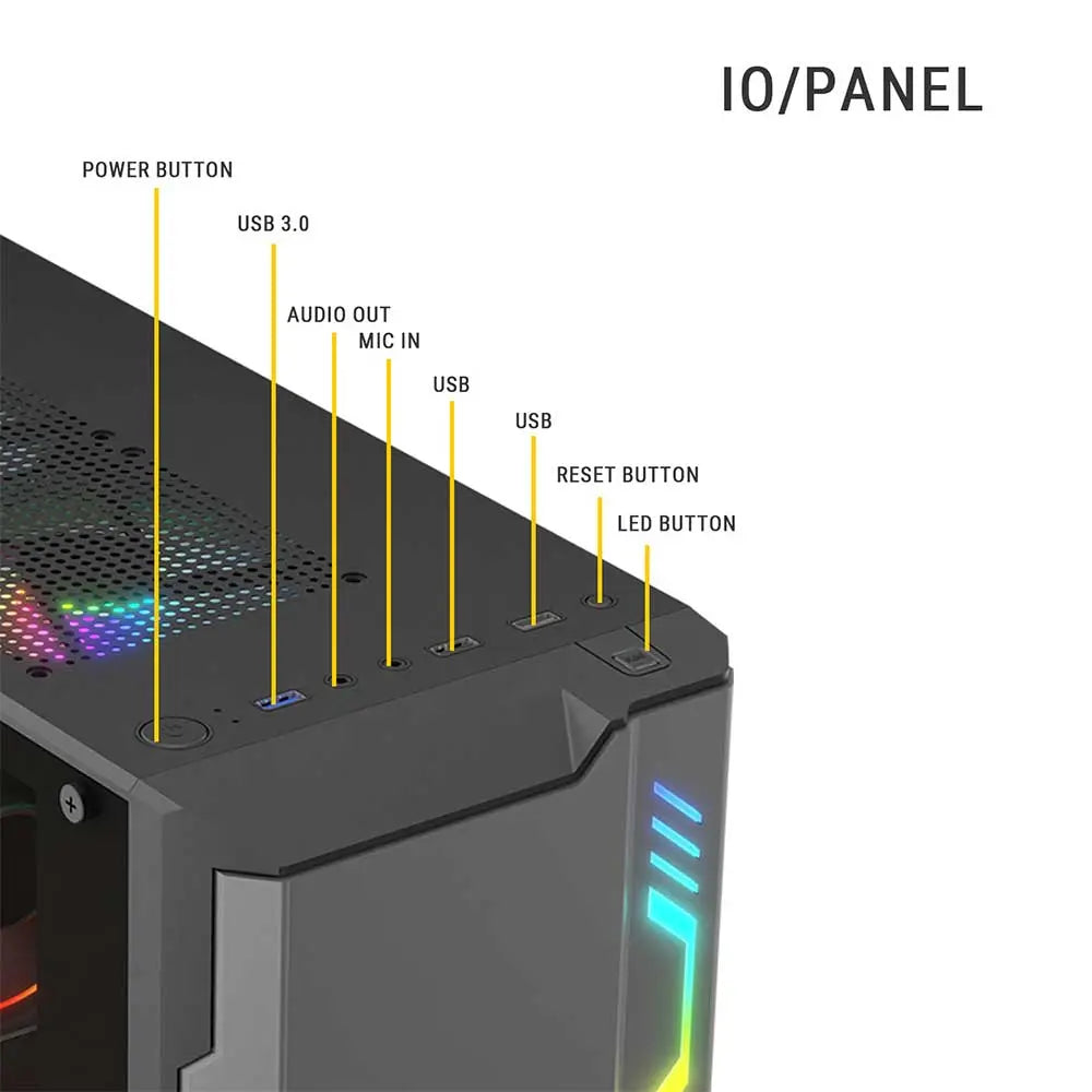 ANT ESPOERS Eclipse ARGB ATX Mid Tower Cabinet ( Black / Grey )