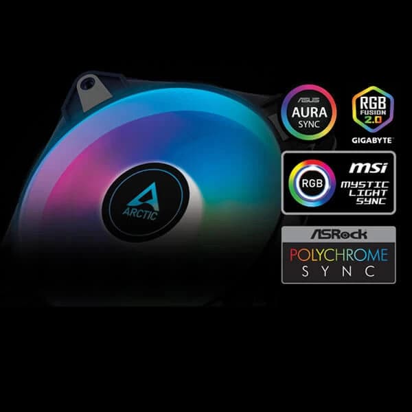 ARCTIC P12 120mm PWM PST ARGB Cabinet Fans (Black) (Triple Pack)