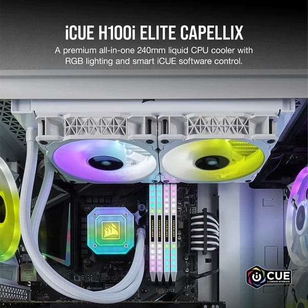 CORSAIR ICUE H100i Elite Capellix 240mm CPU Liquid Cooler (White)