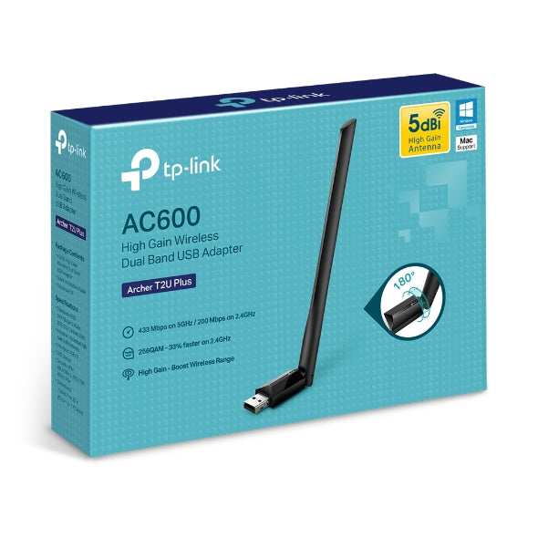 TPLink Archer T2U Plus AC600 High Gain Wireless Dual Band USB Adapter