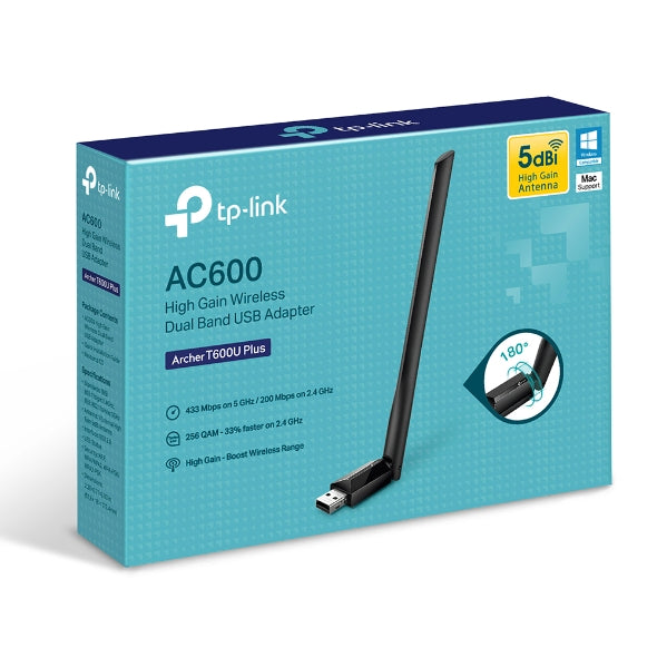 TPLink Archer T600U Plus AC600 High Gain Wireless Dual Band USB Adapter