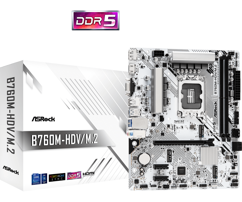 ASROCK B760M-HDV/M.2 DDR5 Intel Motherboard ( White )