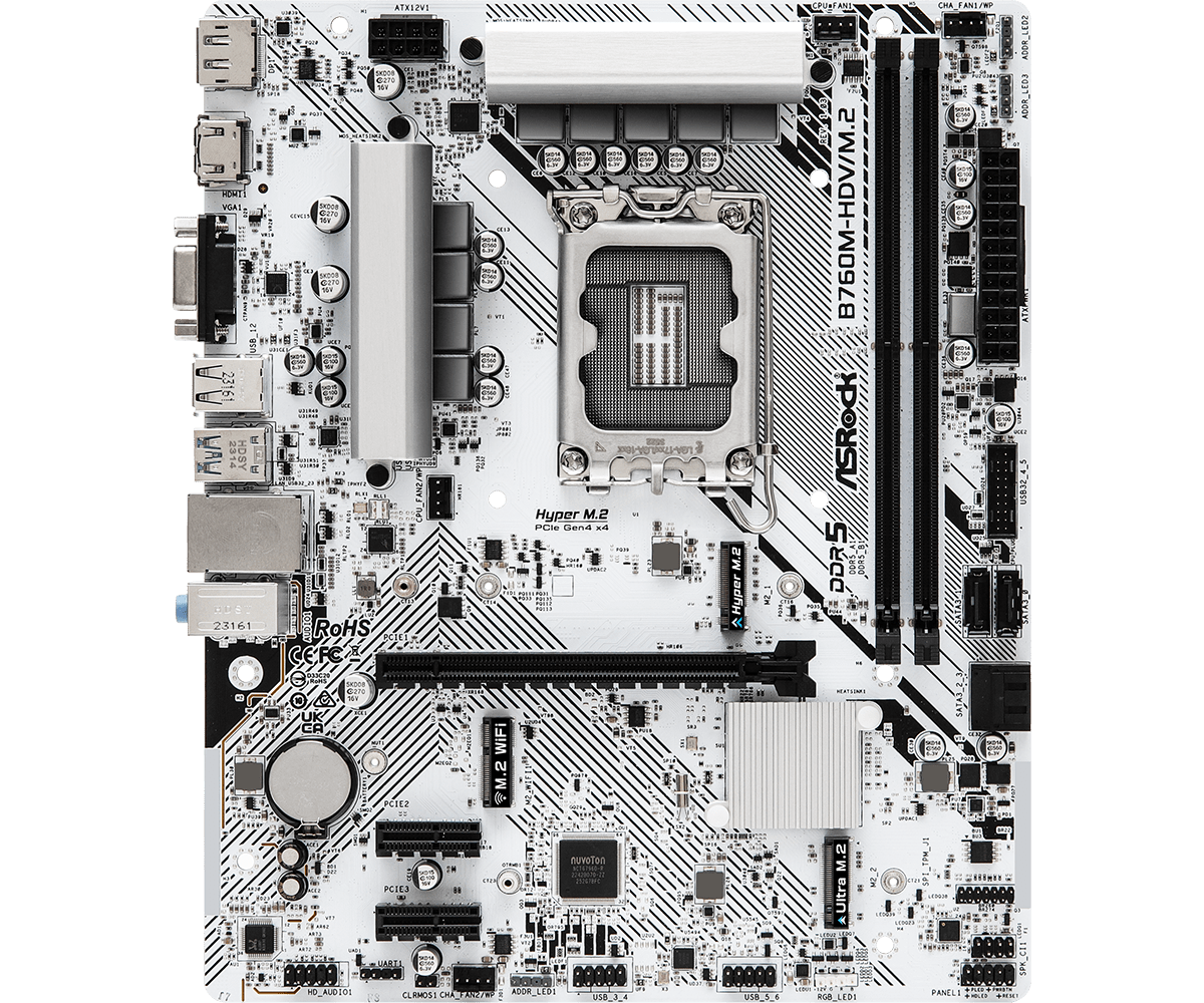 ASROCK B760M-HDV/M.2 DDR5 Intel Motherboard ( White )