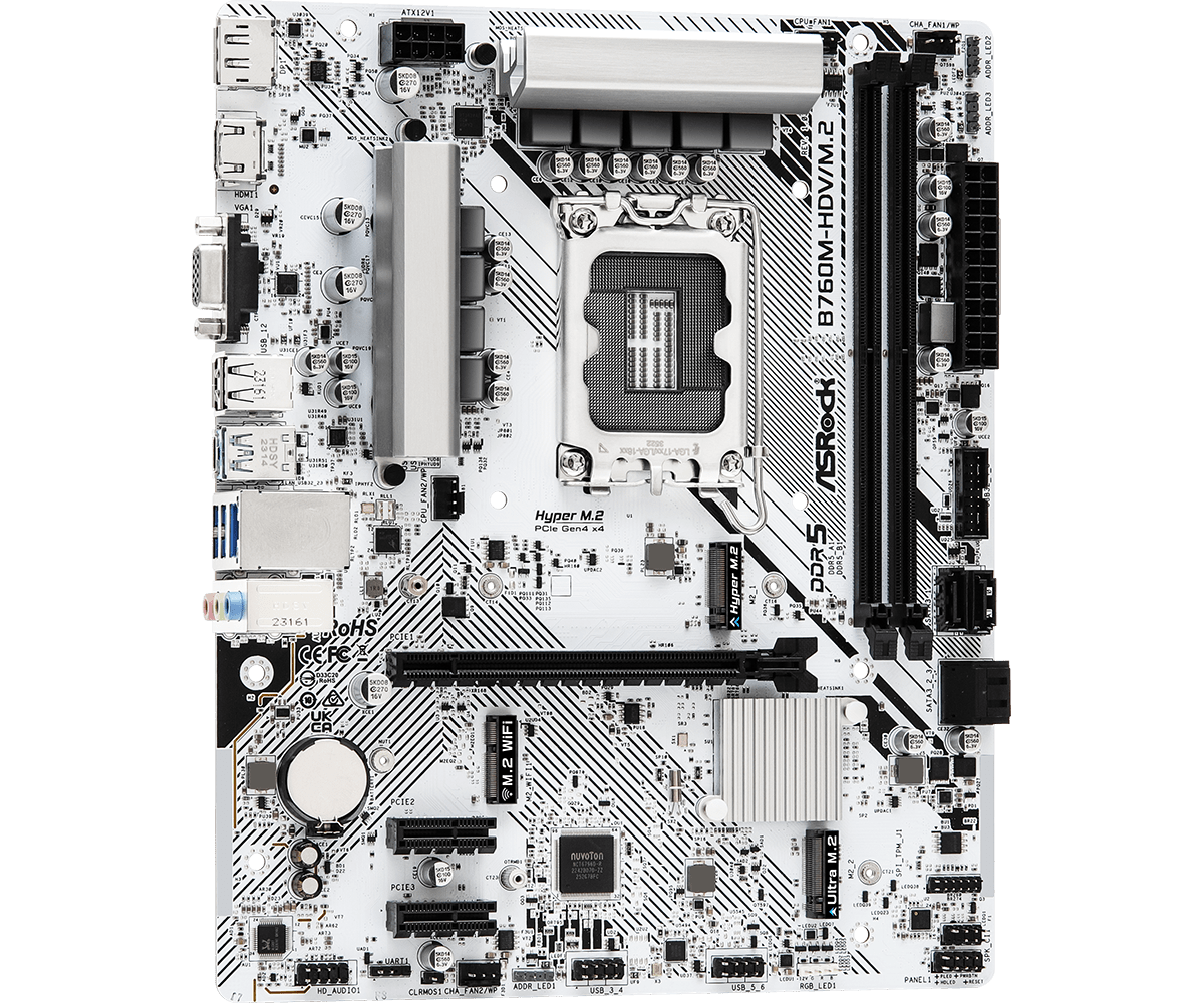 ASROCK B760M-HDV/M.2 DDR5 Intel Motherboard ( White )