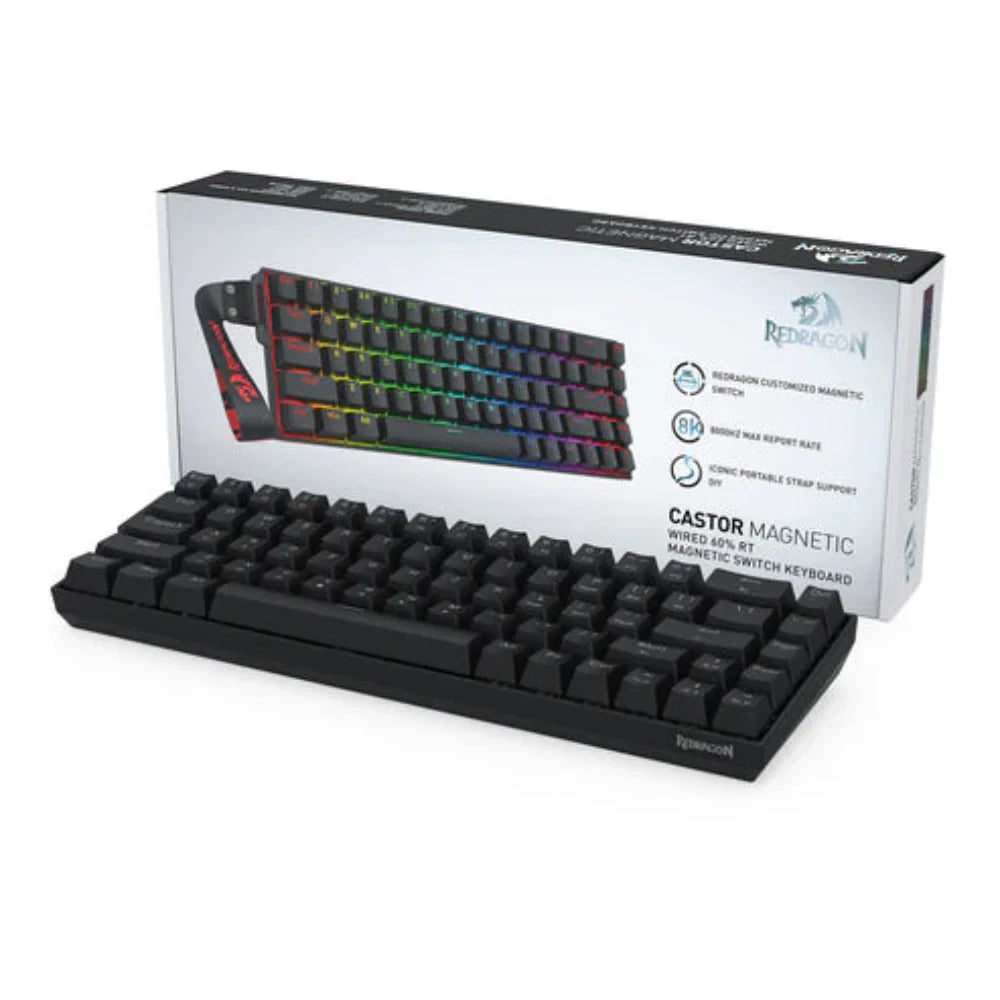 REDRAGON Castor K631 HE 60% Mechanical RGB Wired Gaming Keyboard With Strap ( Black ) ( Magnetic Switches )