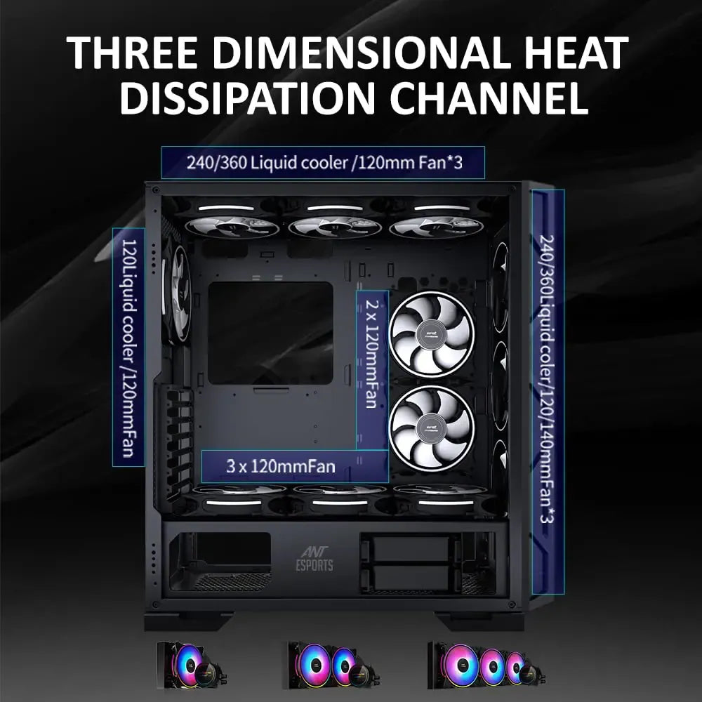 ANT ESPORTS Dynamic GT RGB EATX Mid Tower Cabinet ( Black )