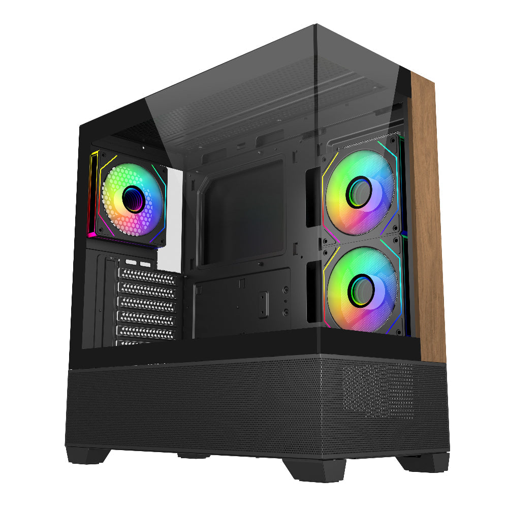 COOLER MASTER Elite 690 Wood ARGB ATX Mid Tower Cabinet ( Black )
