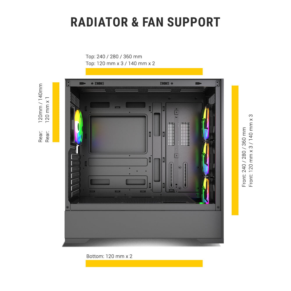 ANT ESPORTS EVO 360 EATX Mid Tower Cabinet ( Black )
